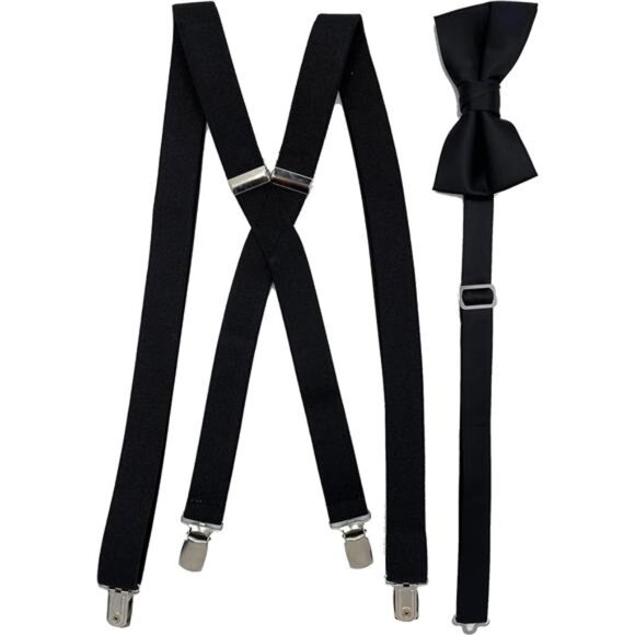 Spencer J's Men's X Back Suspenders & Bowtie Set Variety of Colors - Picture 1 of 4